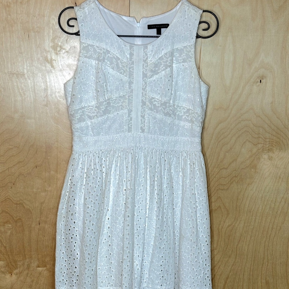 Chris McLaughlin White Cotton Sleeveless Eyelet Dress S12 H4004